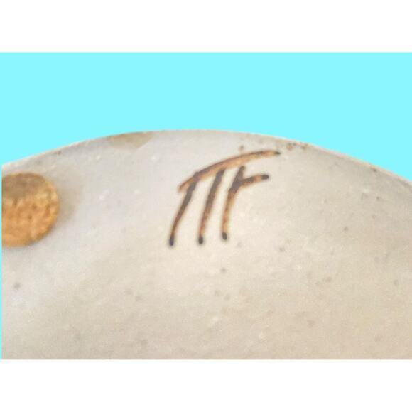 Vintage Marsha Franklin Tribal Artisan Pottery Oil Lamp Petroglyphs Signed - Picture 8 of 11